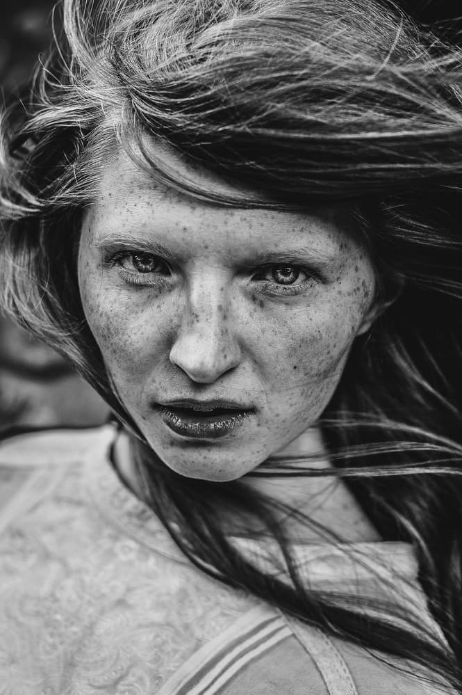 Intense Freckled Portrait by Barbora Biňovcová — canvas wall art