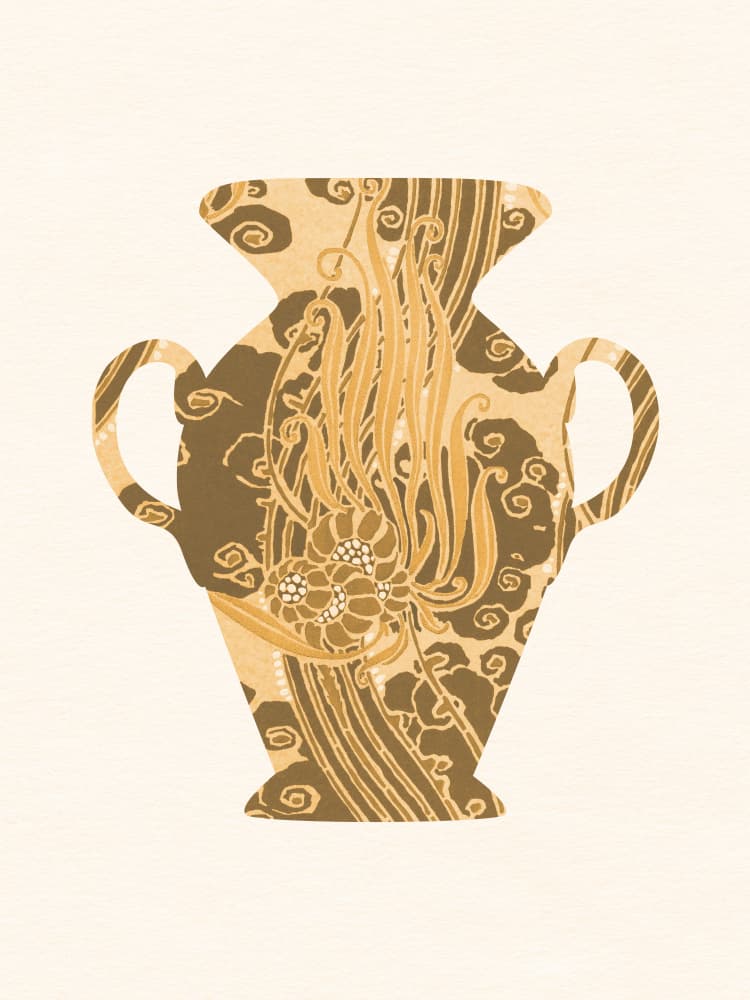 Golden Floral Vase by Wild Violets — canvas wall art