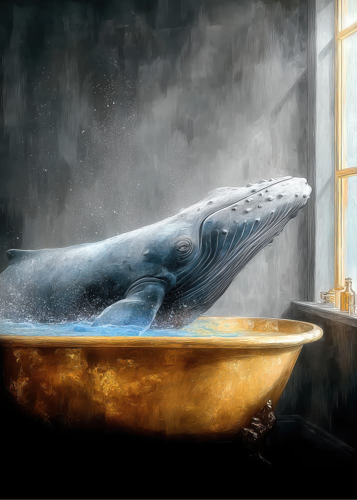 Whale In Bathtube 1 by Justyna Jaszke — canvas wall art
