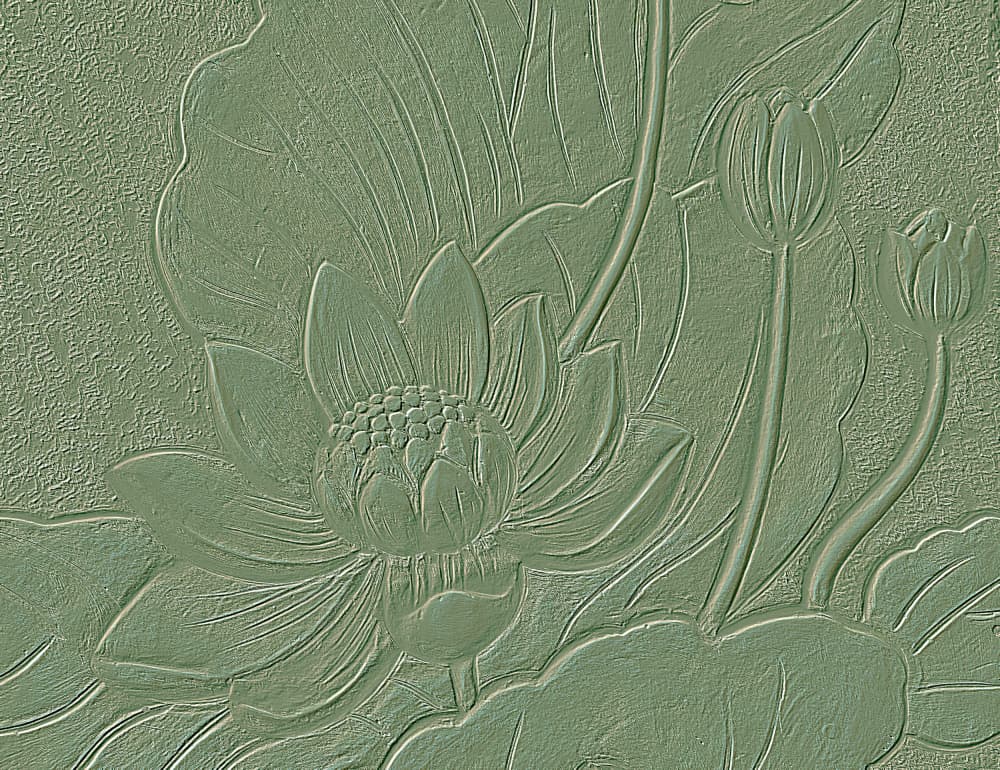 Green Lotus Relief by Santhosh ch — canvas wall art
