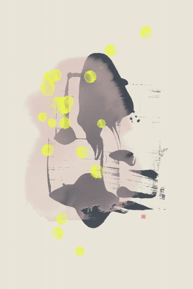 Modern Ink Yellow Dots by Thoth Adan — canvas wall art