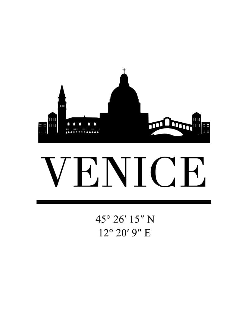 Venice Skyline Coordinates by Emiliano Deificus — canvas wall art