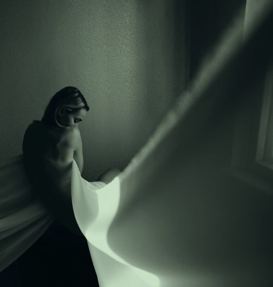 Thoughtful Draped Woman by Siarhei Mikhaliuk * — canvas wall art