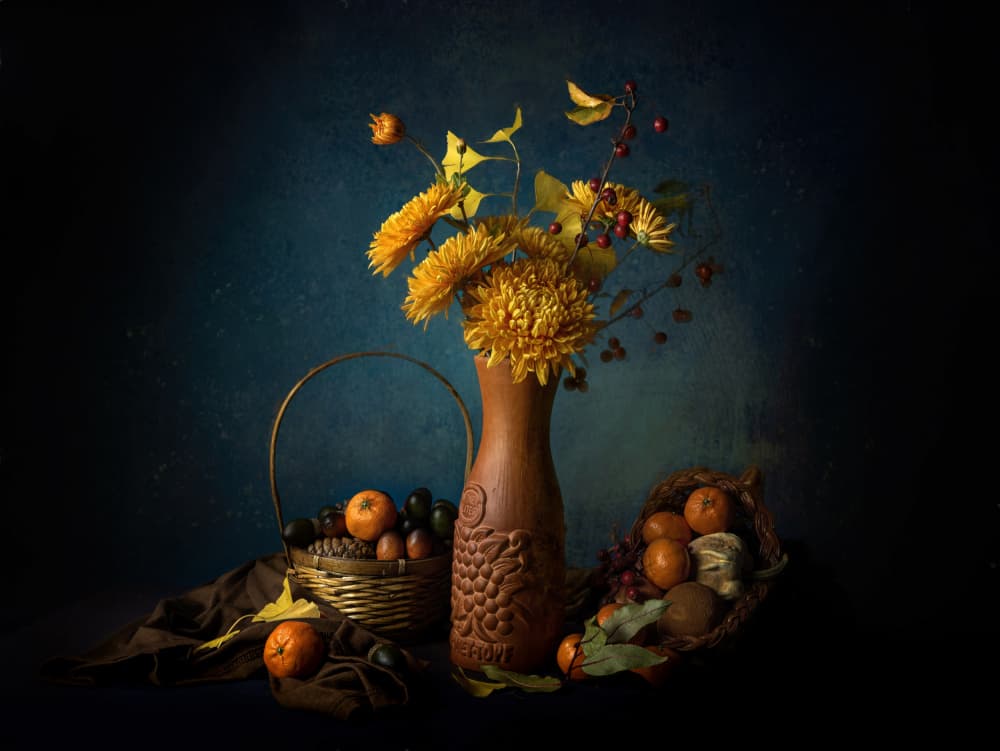 Golden Autumn Still Life by John-Mei Zhong — canvas wall art