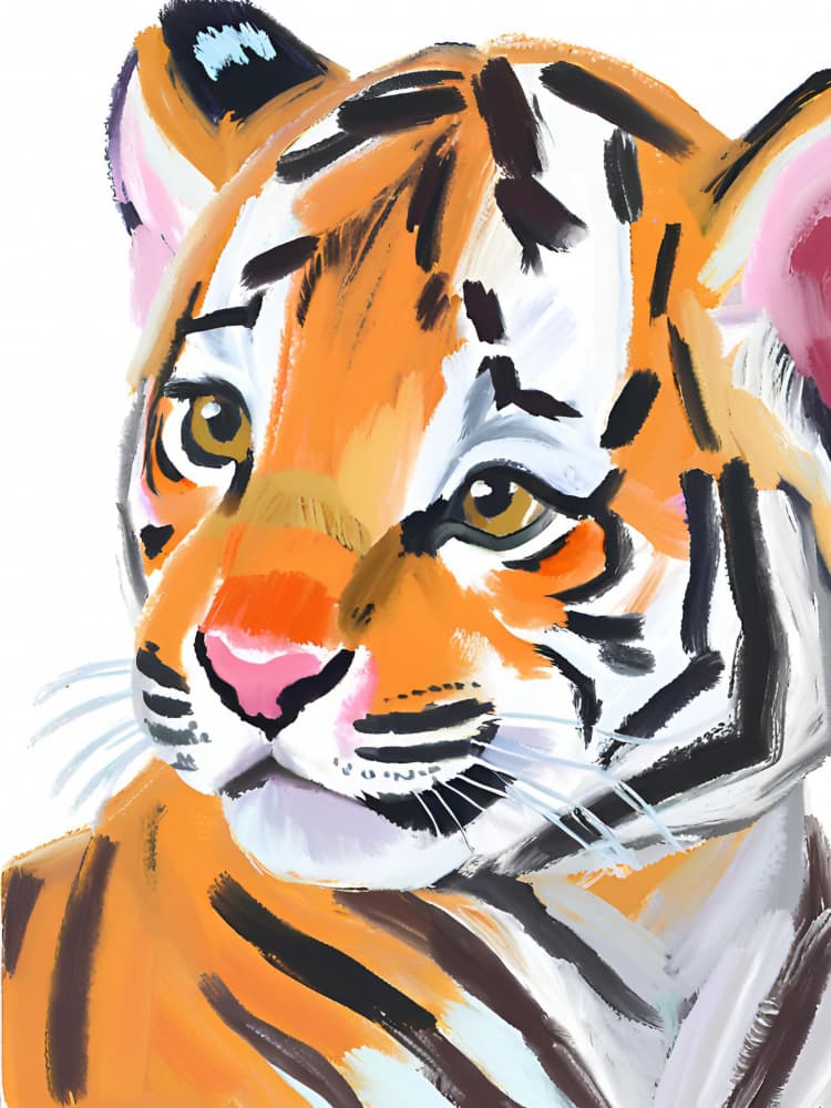 Curious Tiger Cub by Ohkimiko — canvas wall art