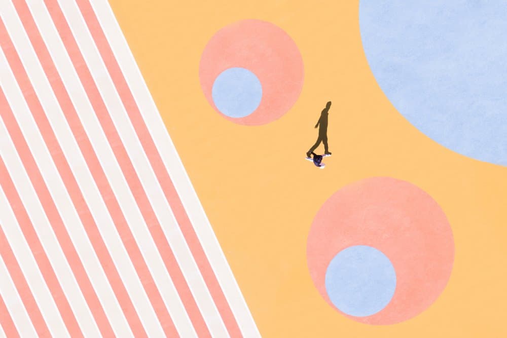 Person Walking Geometric Scene by Yifan Wu — canvas wall art