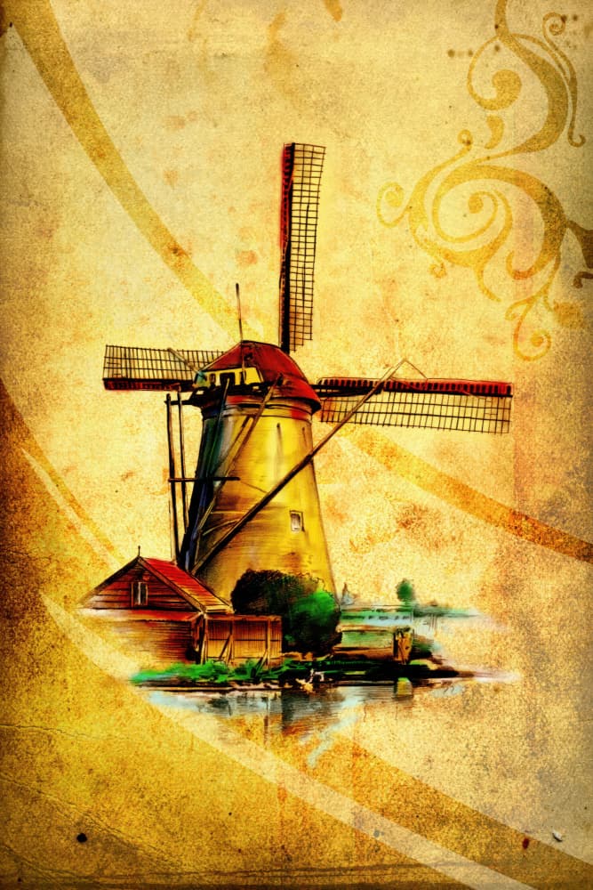 Vintage Holland Windmill by Rafal Kulik — canvas wall art