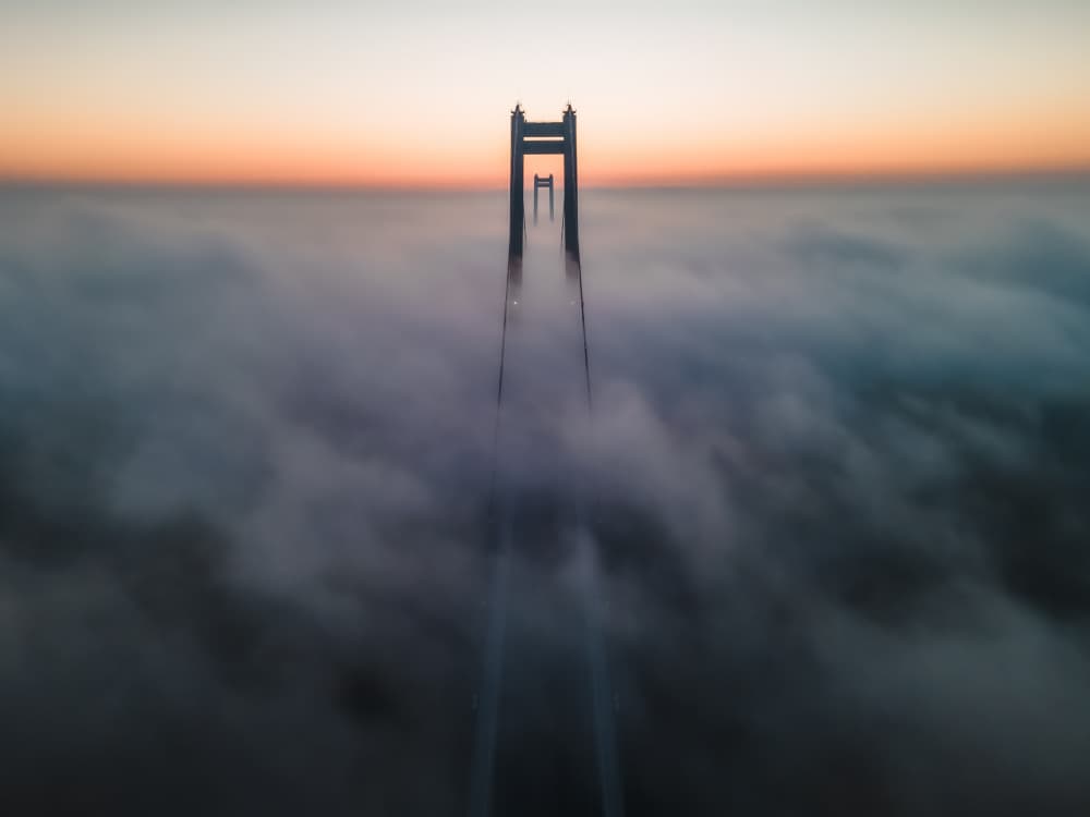 Foggy Bridge Sunrise by Sorin Mosescu — canvas wall art