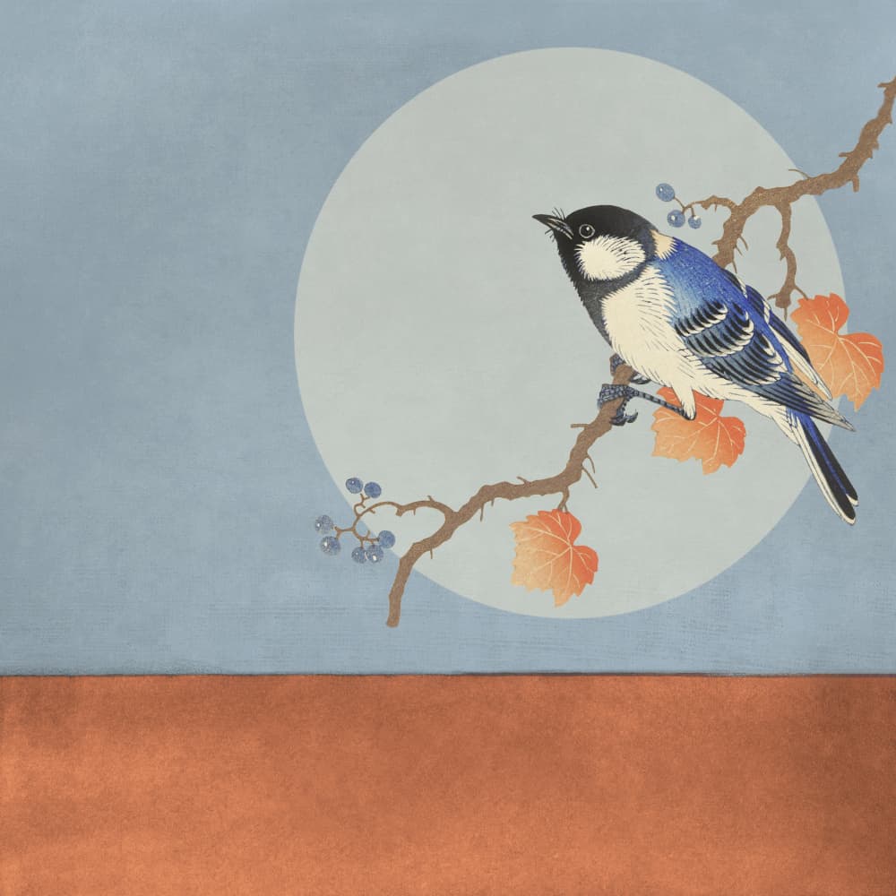 Blue Bird Under Moon by Marja van den Hurk — canvas wall art