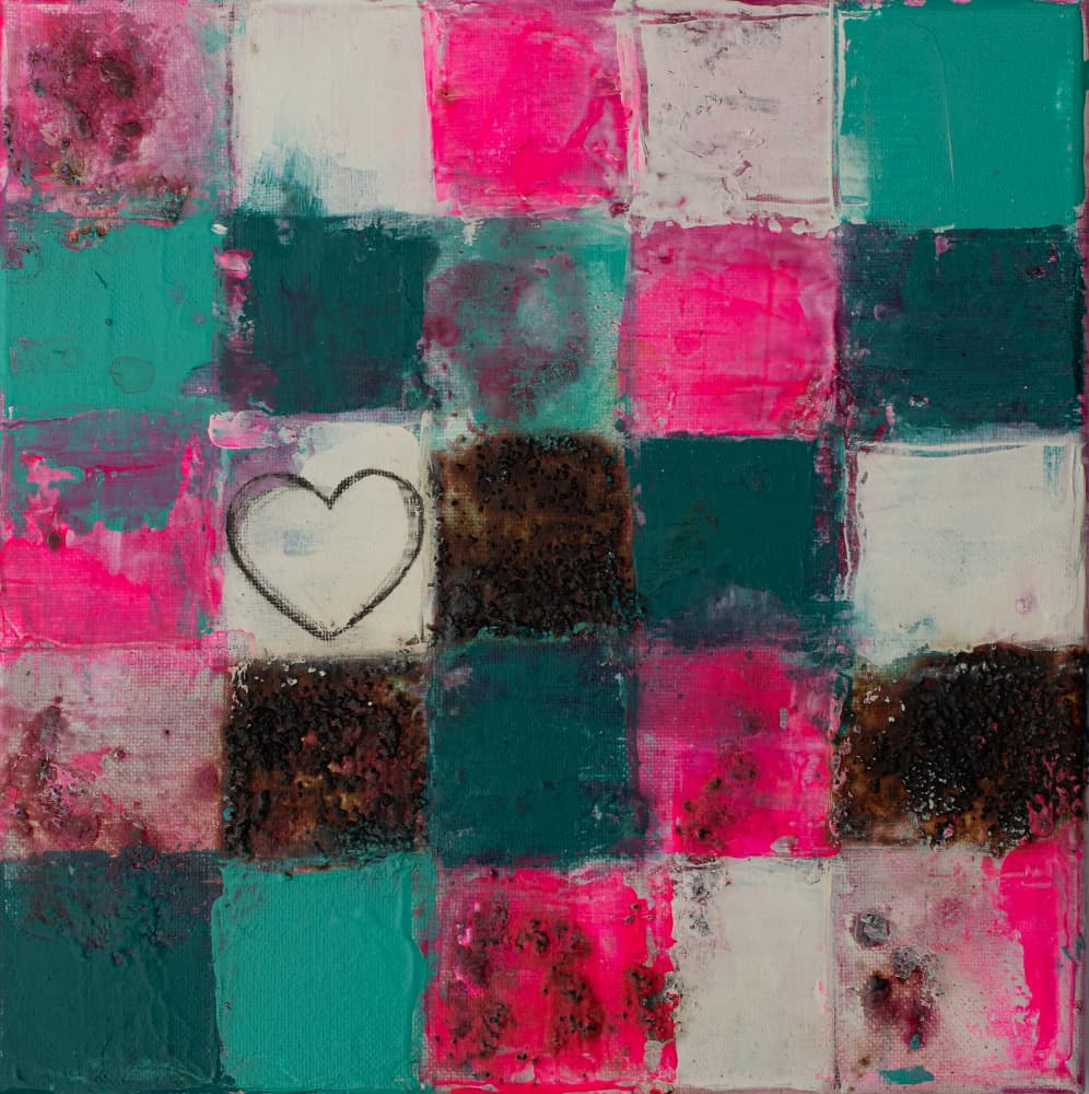 Vibrant Heart Squares by Deb Chaney — canvas wall art