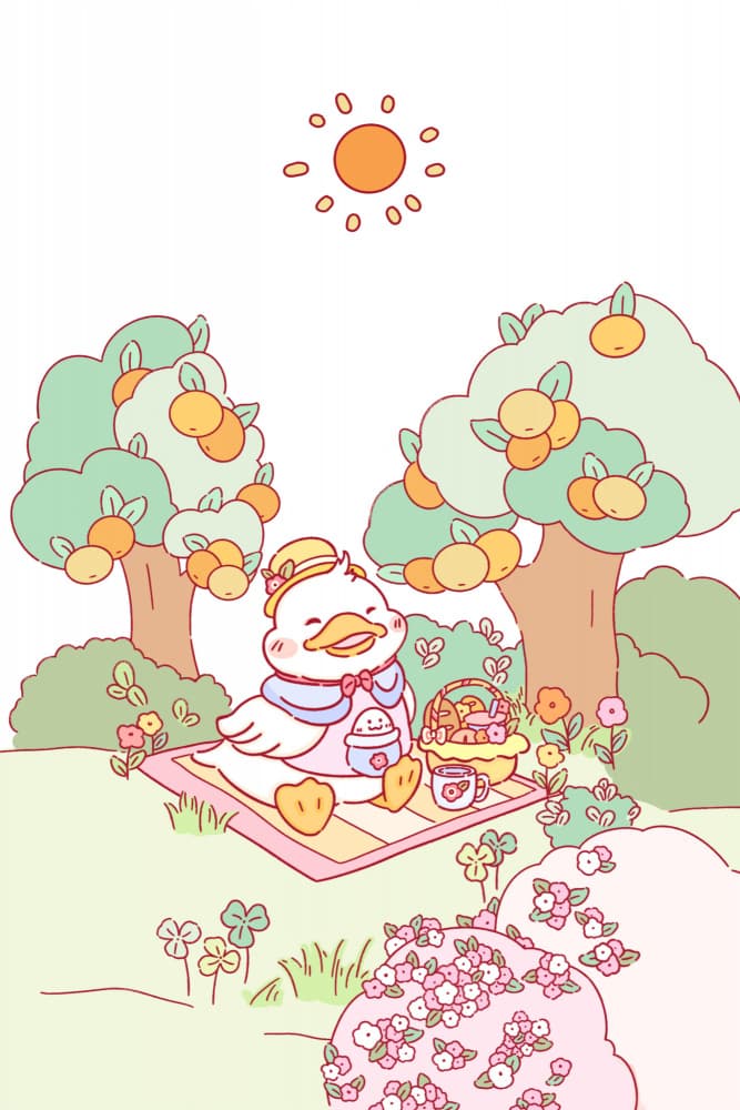 Cute Duck Summer Picnic by Xuan Thai — canvas wall art