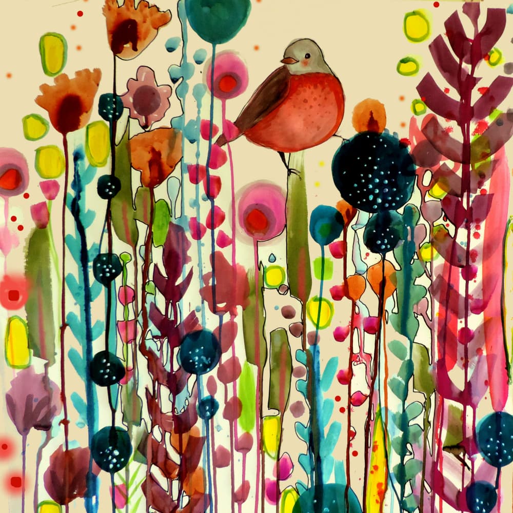 Whimsical Garden Bird by Sylvie Demers — canvas wall art