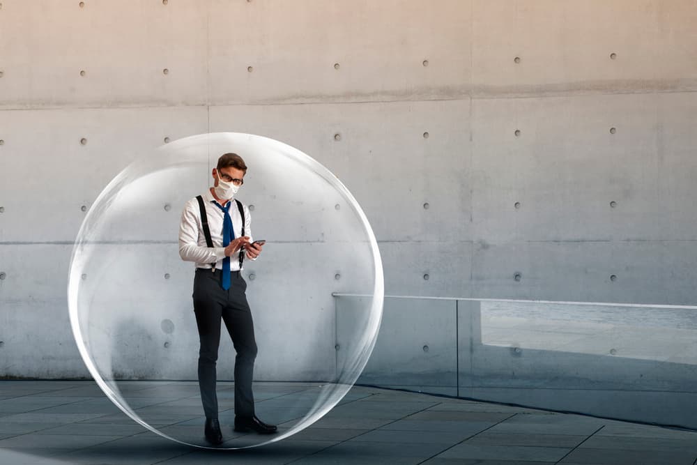 Man In Social Bubble by Christine von Diepenbroek — canvas wall art