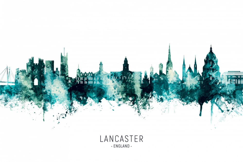 Watercolor Lancaster Skyline by Michael Tompsett — canvas wall art