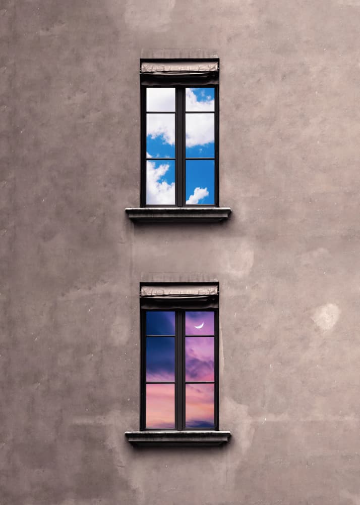 Day Night Windows by Ariz Rab — canvas wall art