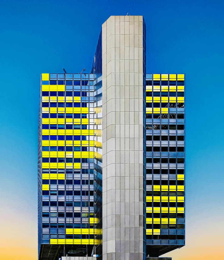 Geometric City Building by Arnon Orbach — canvas wall art