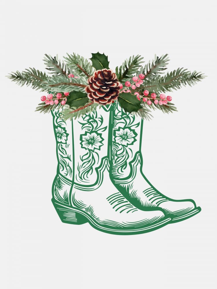 Festive Cowboy Boots by Jolly and Dash — canvas wall art