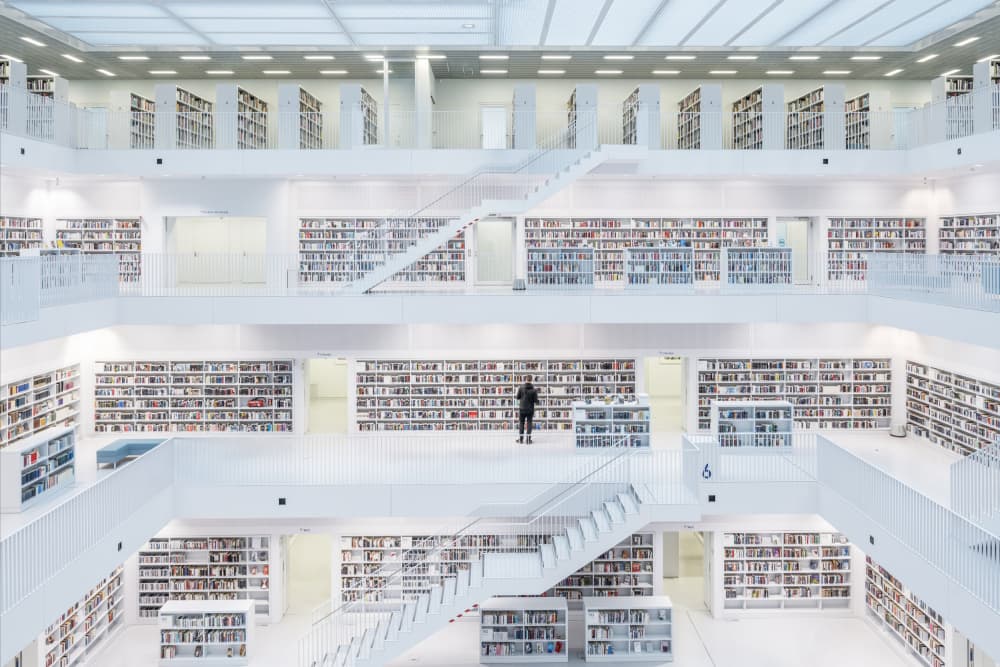 Architectural Book Haven by fotomarion — canvas wall art