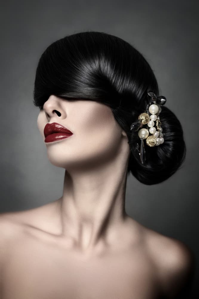 Sleek Hair Red Lips by Giorgia Corniola — canvas wall art