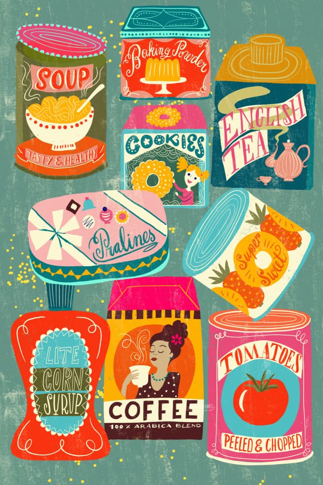 Retro Food Labels by uta krogmann — canvas wall art
