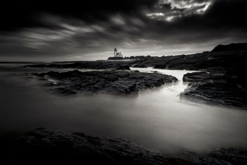 Misty Coastal Lighthouse by av peteghium — canvas wall art