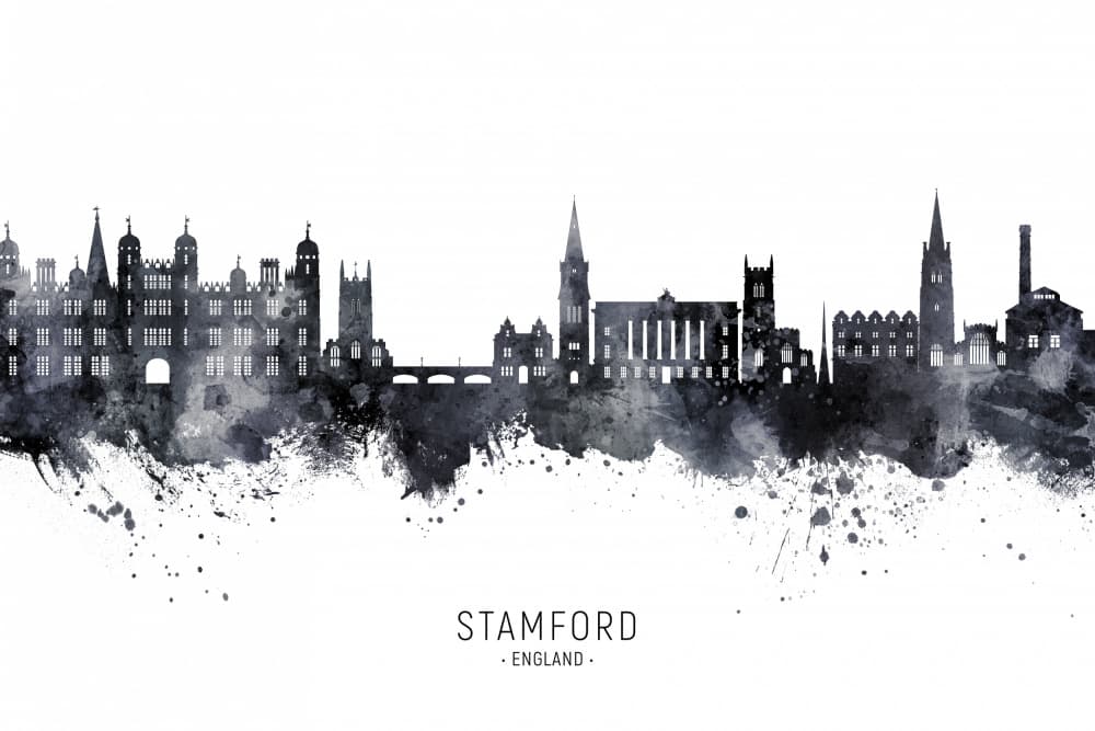 Stamford England Skyline by Michael Tompsett — canvas wall art