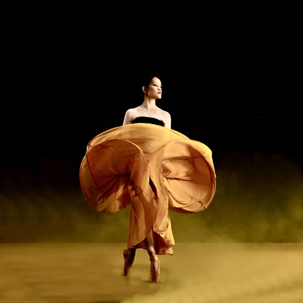 Ballerina In Golden Flow by Agus Adriana — canvas wall art