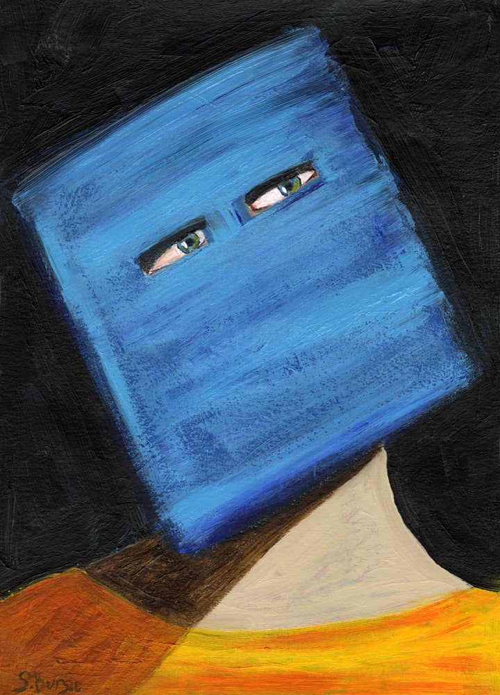 Abstract Blue Head Portrait by Sharyn Bursic — canvas wall art