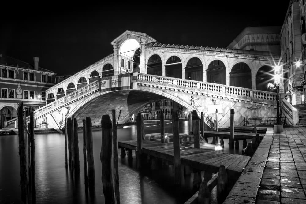 Rialto Bridge Night by Melanie Viola — canvas wall art