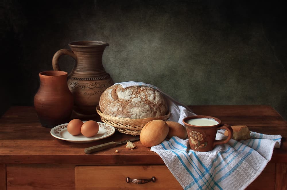 Rustic Bread And Milk by Tatyana Skorokhod — canvas wall art