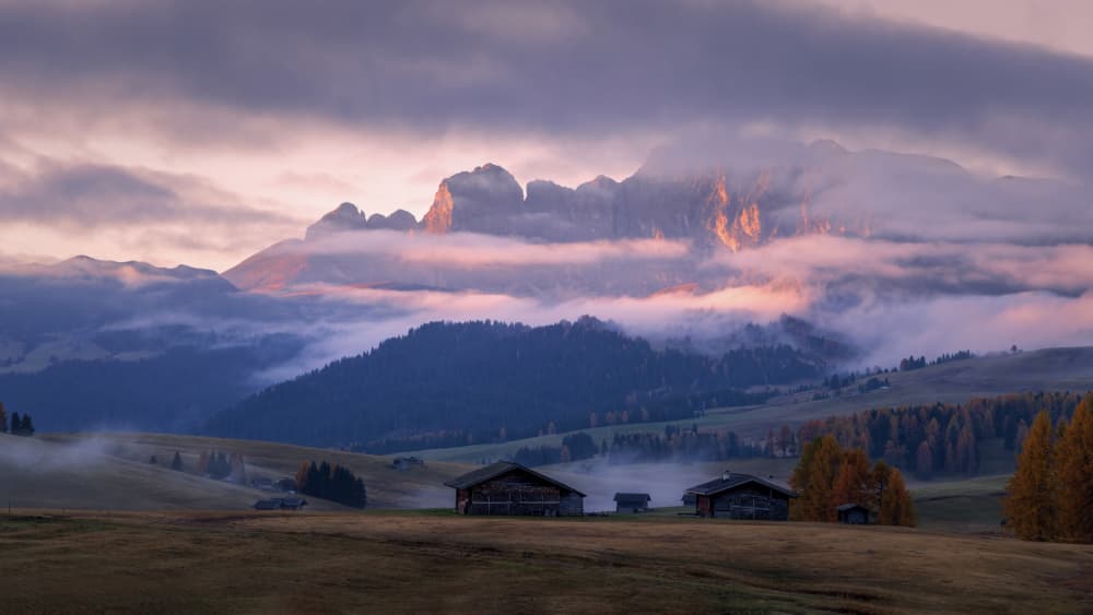 Dolomite Valley Sunrise by Liz Fang — canvas wall art