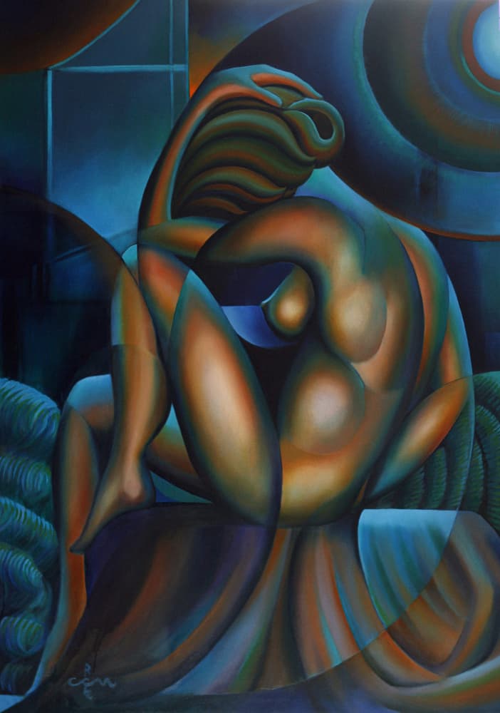 Contemplative Abstract Woman by Corné Akkers — canvas wall art