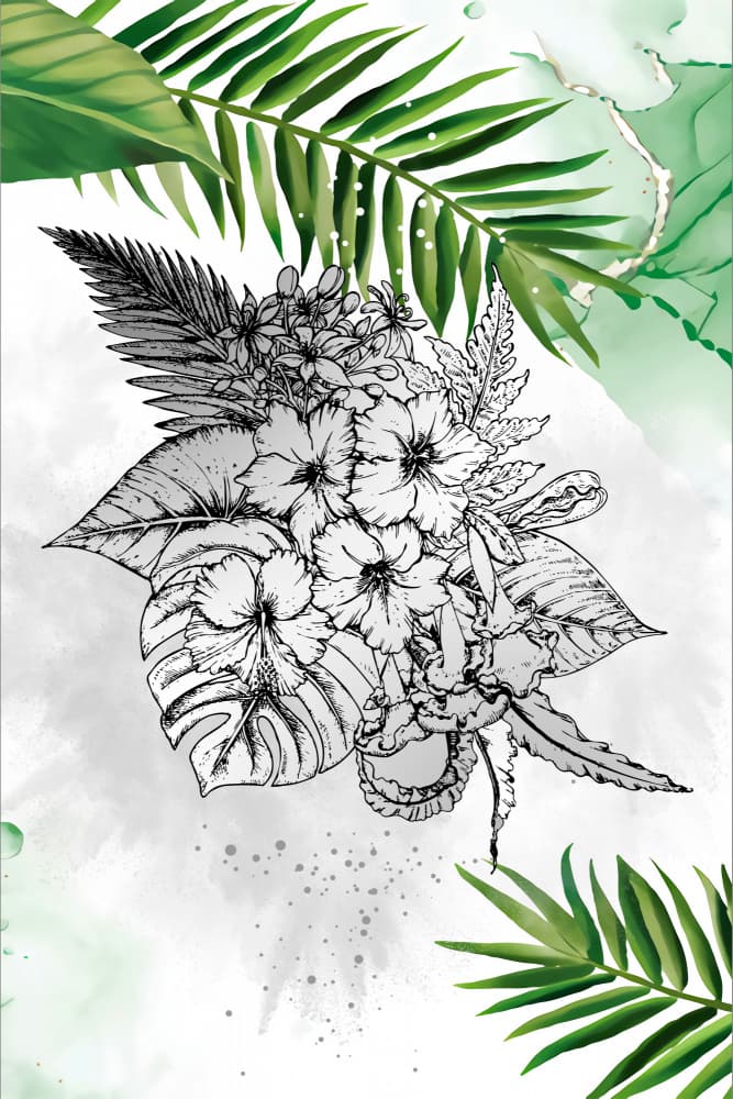 Elegant Tropical Bouquet by Rafal Kulik — canvas wall art