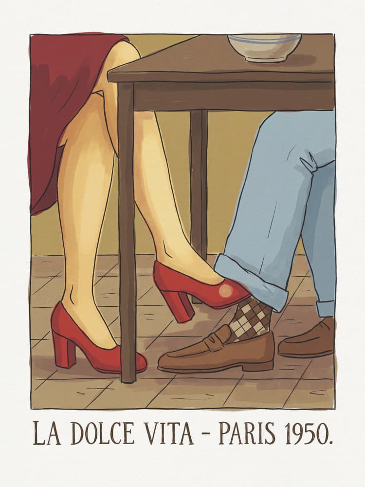 Paris Cafe Flirtation by Andreas Magnusson — canvas wall art