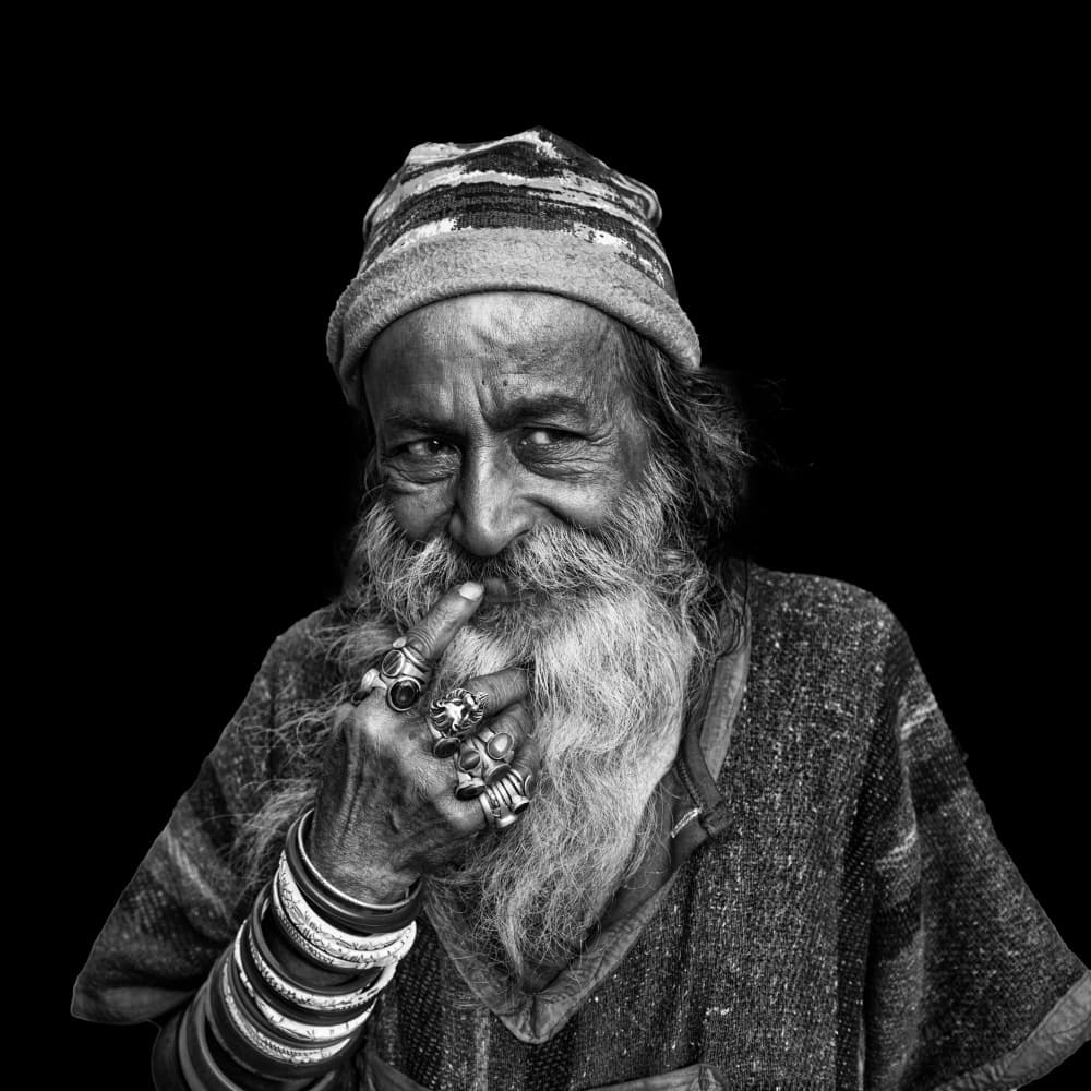 Smiling Wise Elder by Som Prasad — canvas wall art