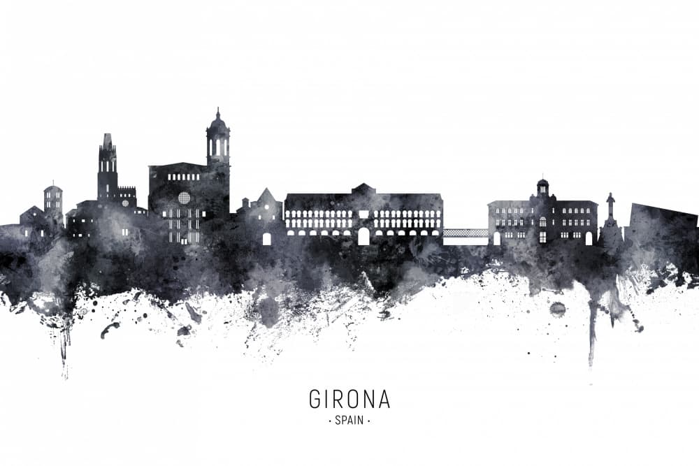 Girona Spain Skyline Art by Michael Tompsett — canvas wall art