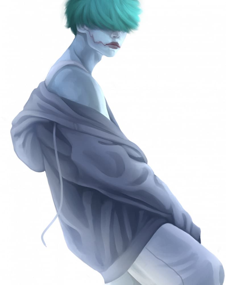 Stylized Blue Portrait by Jolene Griesel — canvas wall art