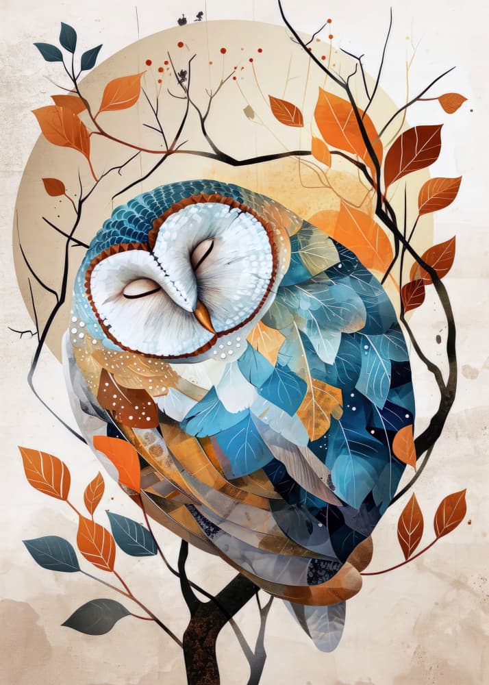 Peaceful Autumn Owl by Justyna Jaszke — canvas wall art