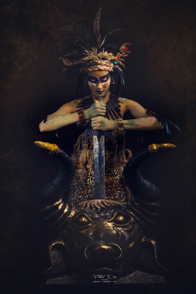 Mystical Guardian with Sword by Prithul Das — canvas wall art