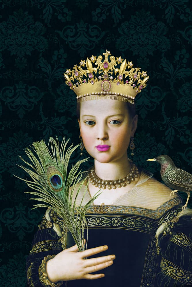 Regal Queen With Peacock by Andrea Haase — canvas wall art
