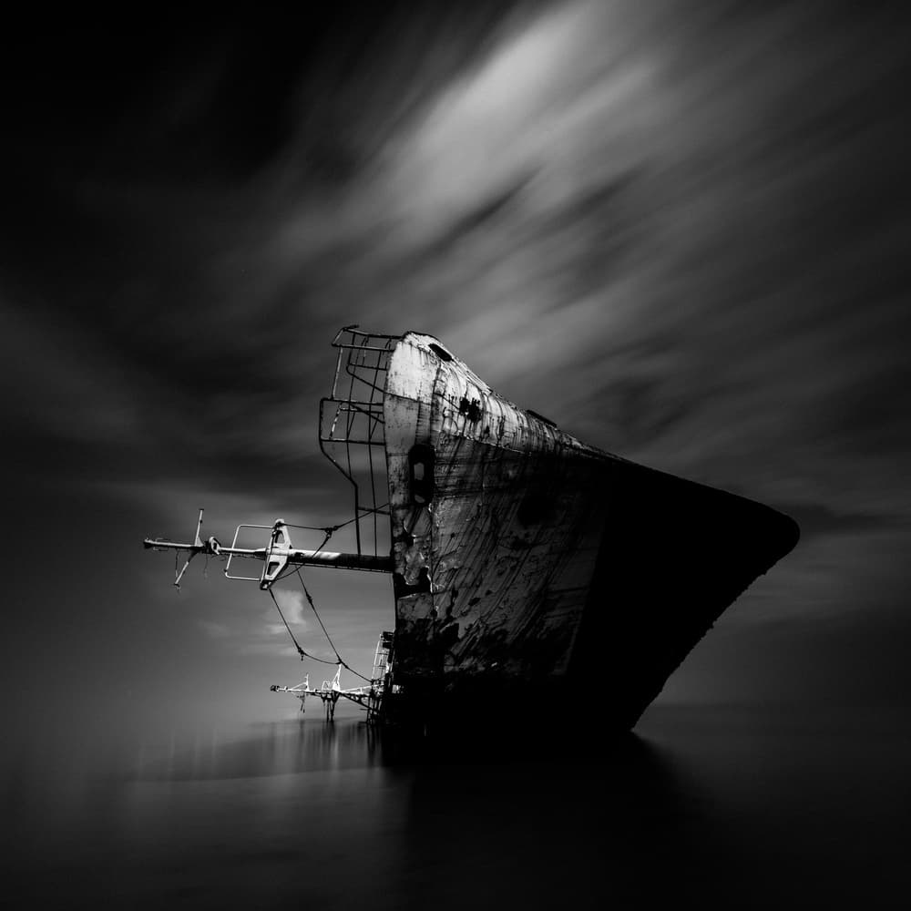 Abandoned Ship Dark Sky by Rony Tjayana — canvas wall art