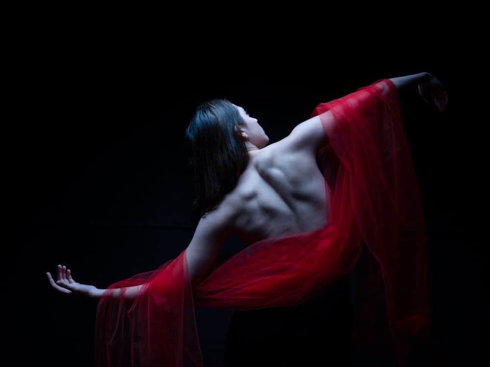 Flowing Red Dancer by Sam SDFMedia — canvas wall art