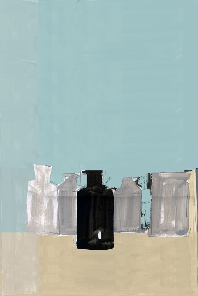 Black Bottle Still Life by cartissi — canvas wall art