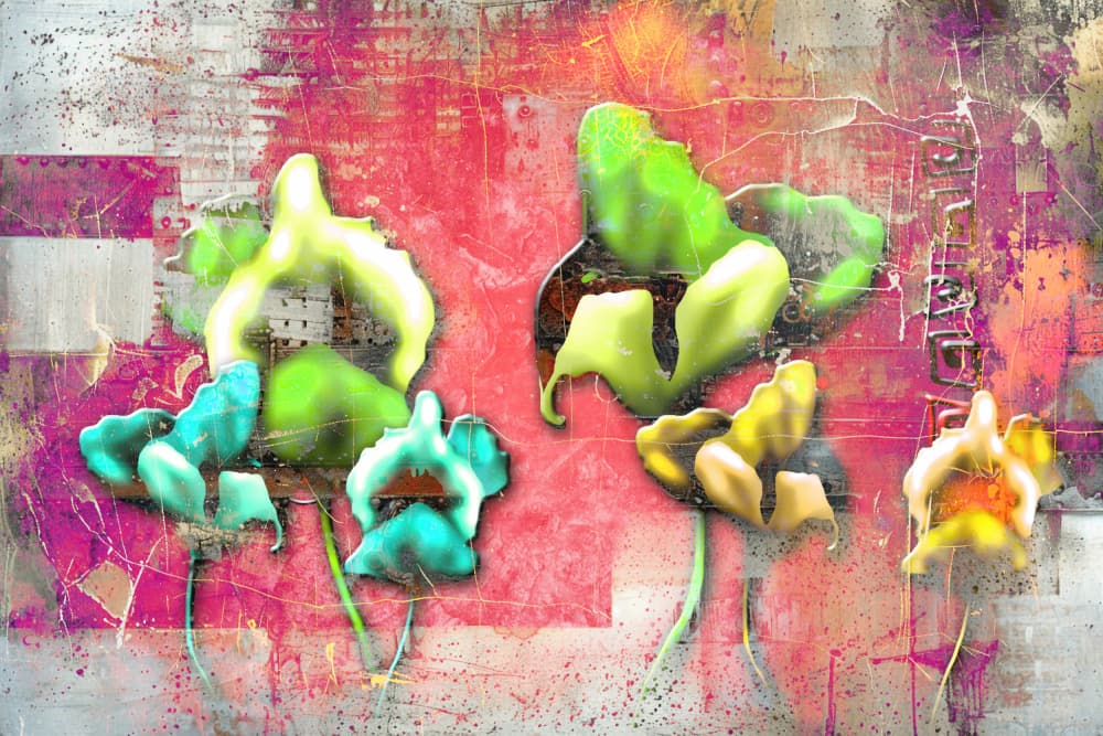 Vibrant Abstract Flowers by Rafal Kulik — canvas wall art