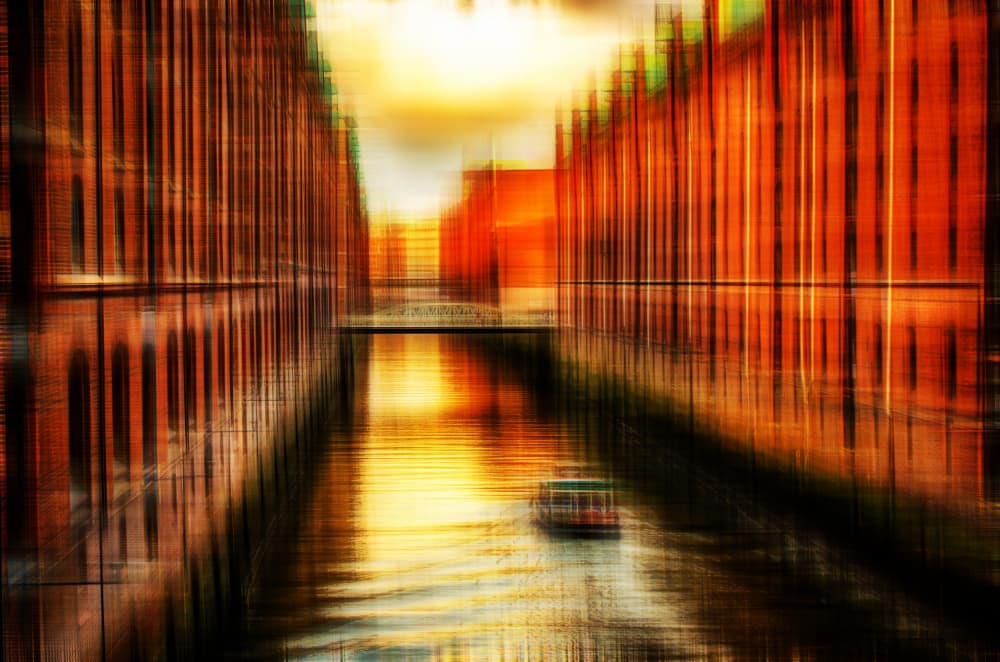 Golden City Canal by Dieter Walther — canvas wall art