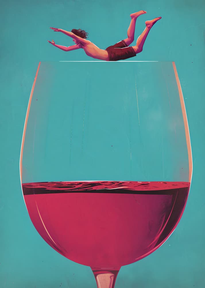 Man Diving Wine Glass by Andreas Magnusson — canvas wall art