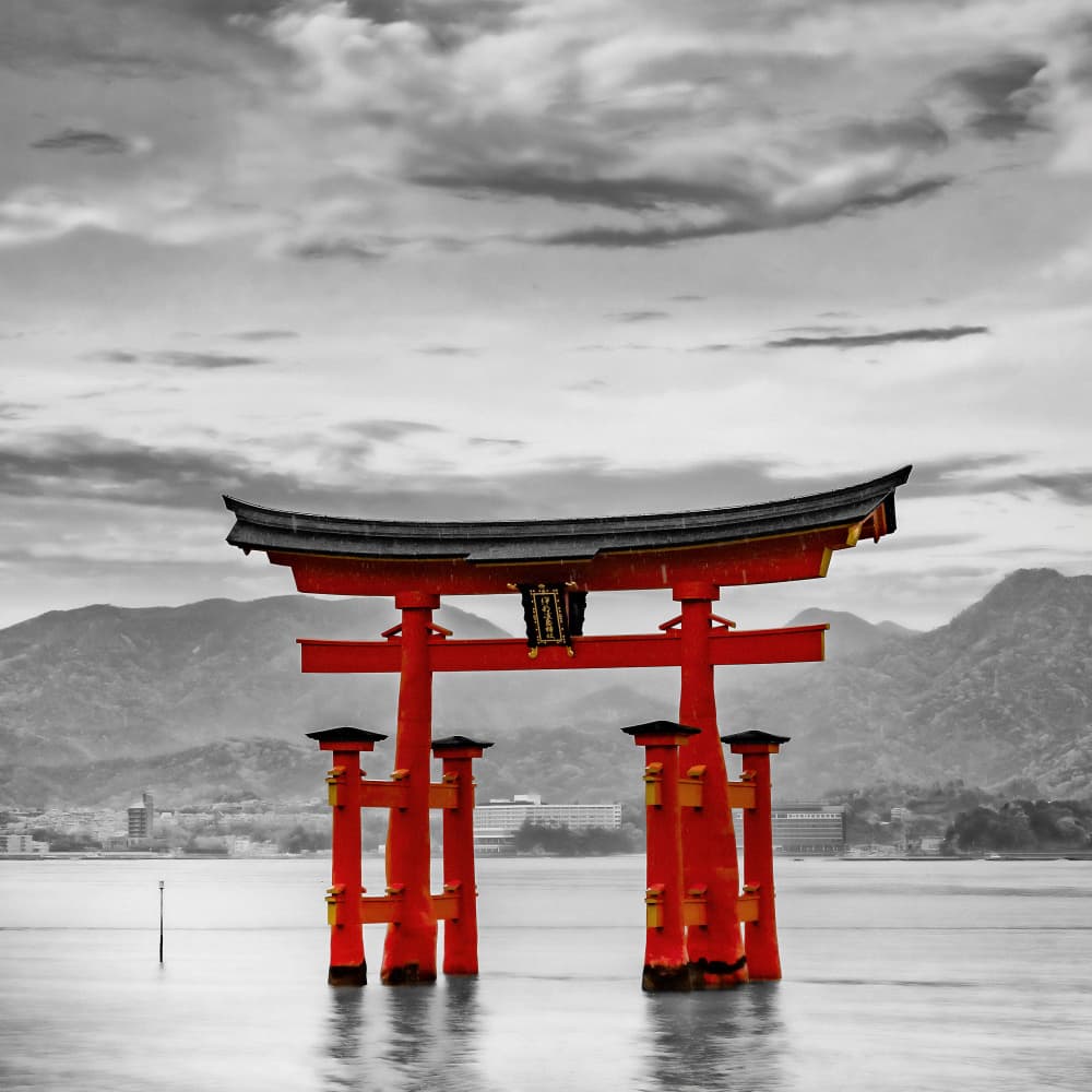 Floating Red Torii Gate by Melanie Viola — canvas wall art