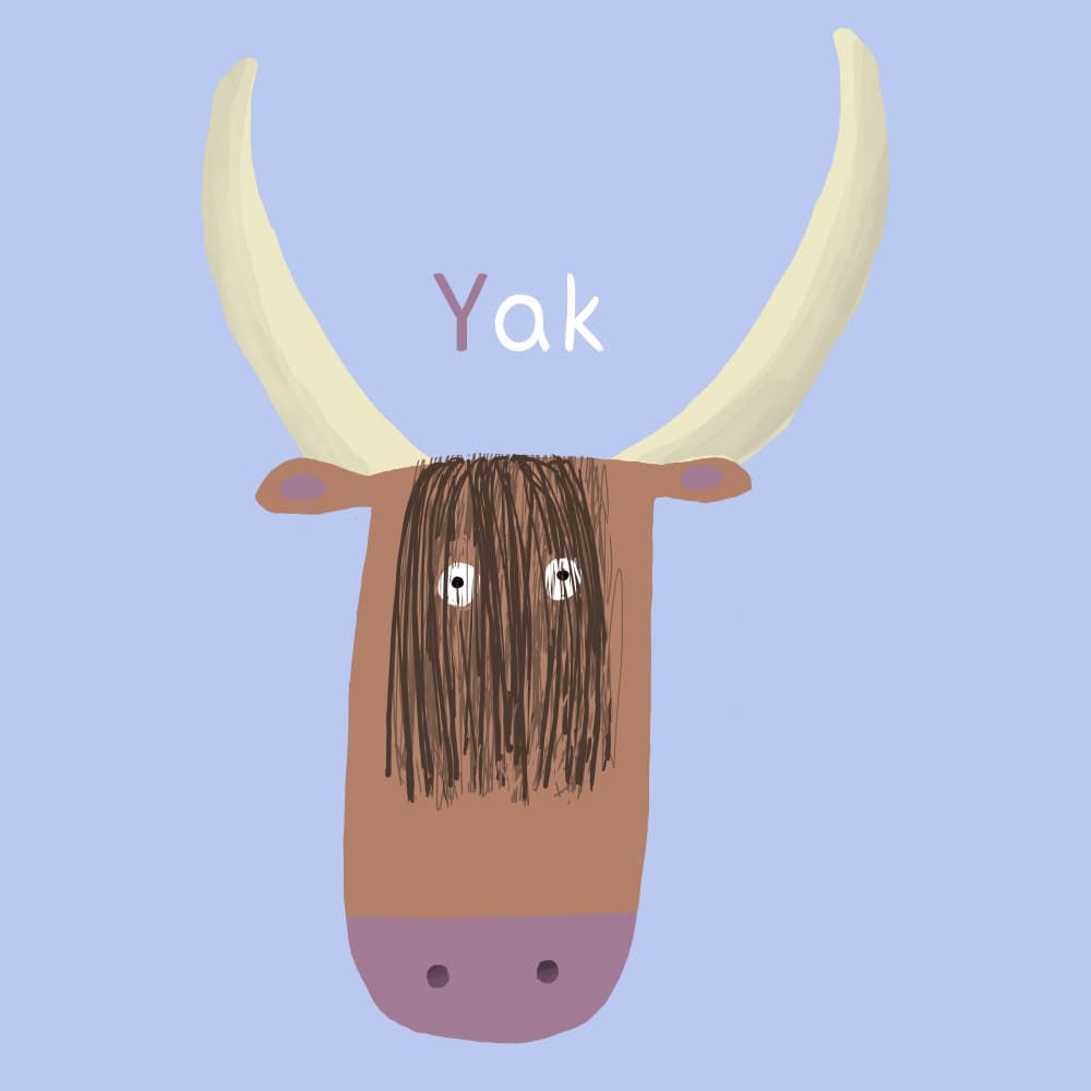 Cute Cartoon Yak by Carla Daly — canvas wall art