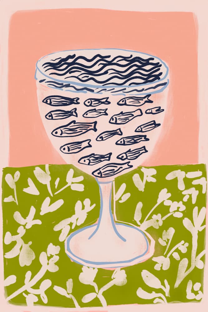 Playful Fish Bowl by Treechild — canvas wall art