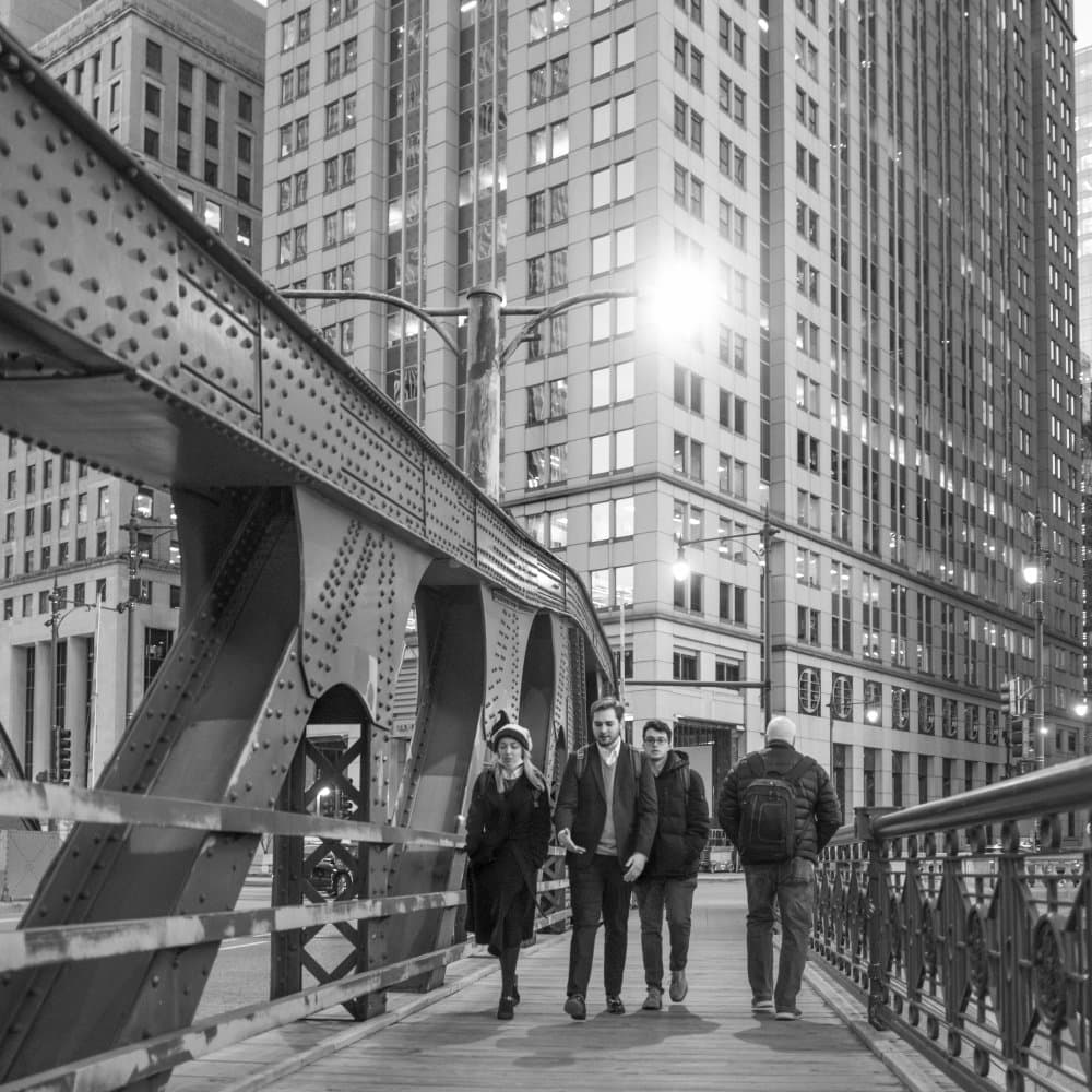 City Bridge Stroll by Wendy Fischer Hartman — canvas wall art